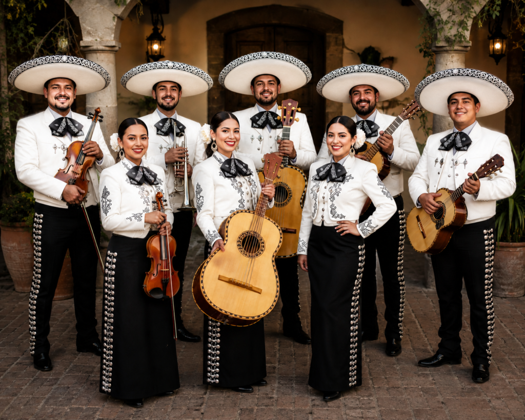 mariachi vestimenta blanco-negro